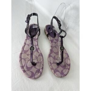 Coach Shirley Women’s 6.5 Purple Patent Leather Flat Thong Sandals